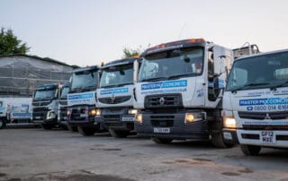 The Master Mix Concrete fleet of mixers lined up in Watford